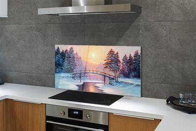 Kitchen Splashback winter is snow Trees