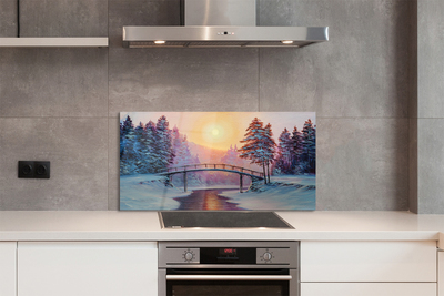 Kitchen Splashback winter is snow Trees