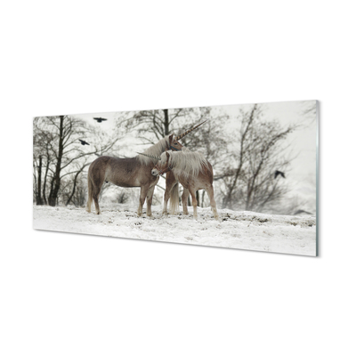 Kitchen Splashback Unicorns winter forest