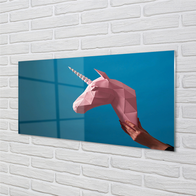 Kitchen Splashback Origami unicorn pink