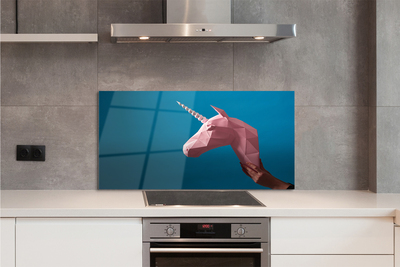 Kitchen Splashback Origami unicorn pink