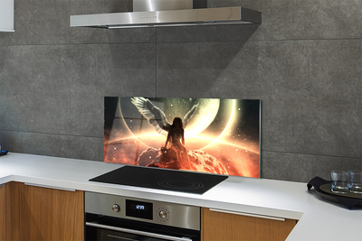 Kitchen Splashback Women lunar meteorite wings