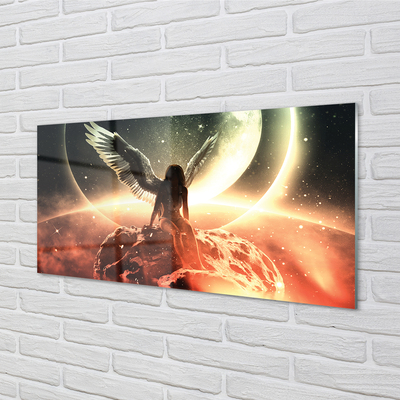 Kitchen Splashback Women lunar meteorite wings