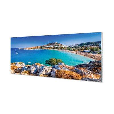Kitchen Splashback Panorama of the beach coast of Greece
