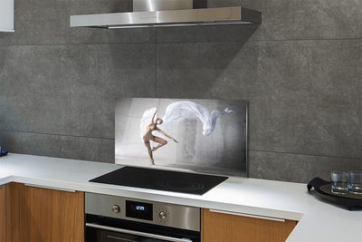 Kitchen Splashback Woman dancing white Material