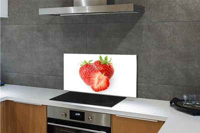Kitchen Splashback Strawberries on white background