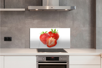 Kitchen Splashback Strawberries on white background