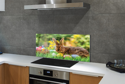 Kitchen Splashback Meadow rabbit eggs