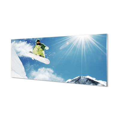 Kitchen Splashback Man Mountain Snowboarding