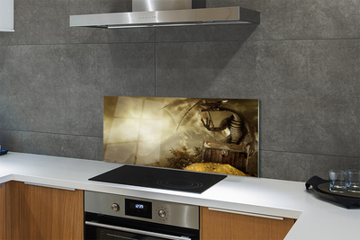 Kitchen Splashback Cloud Dragon Mountain Gold