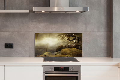 Kitchen Splashback Cloud Dragon Mountain Gold