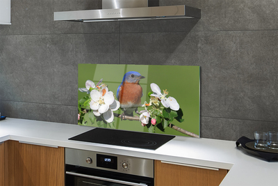 Kitchen Splashback Flowers colorful parrot