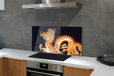 Kitchen Splashback Japanese Golden Dragon