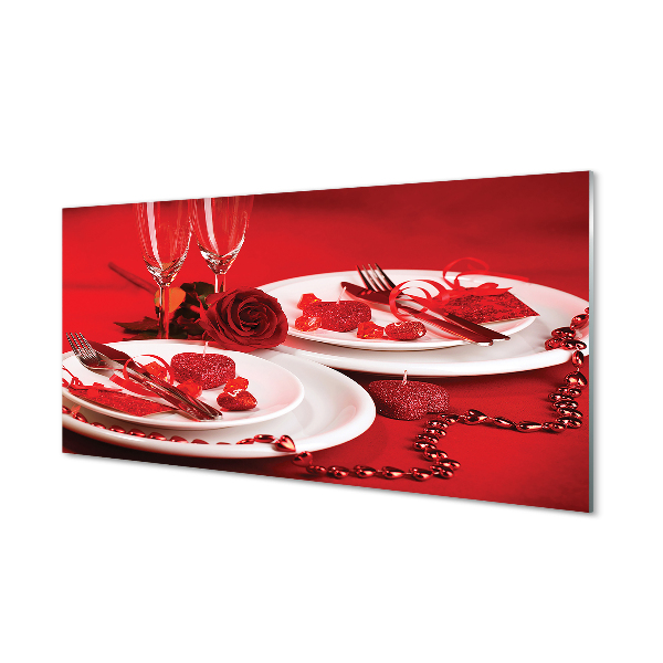 Kitchen Splashback Rose heart glasses