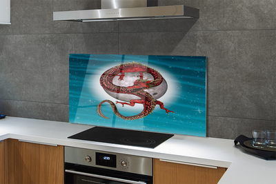 Kitchen Splashback Japanese dragon moon sky