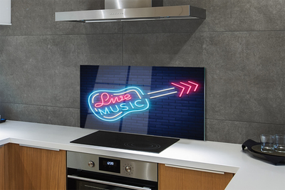 Kitchen Splashback Guitar Neon
