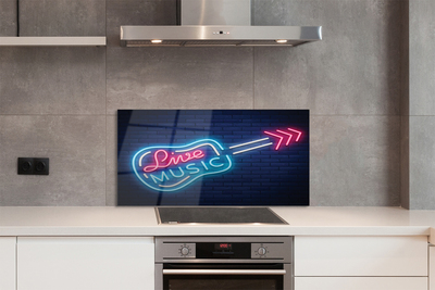 Kitchen Splashback Guitar Neon