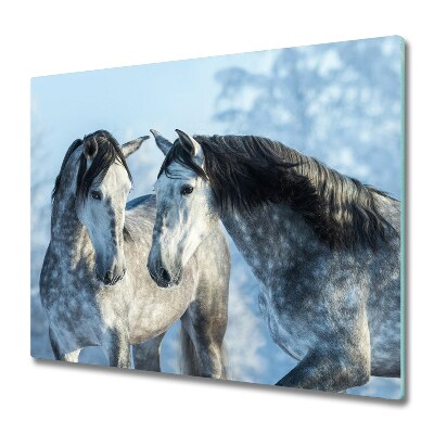 Worktop saver Gray horses winter