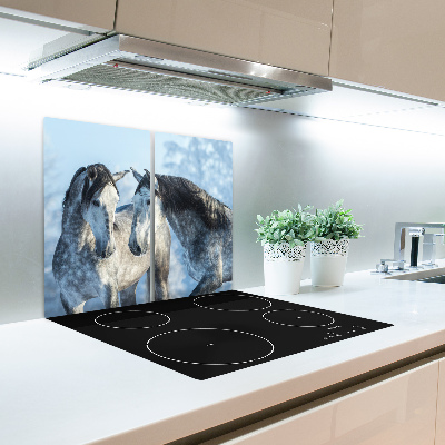 Worktop saver Gray horses winter