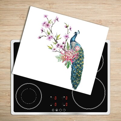 Worktop saver Peacock and flowers