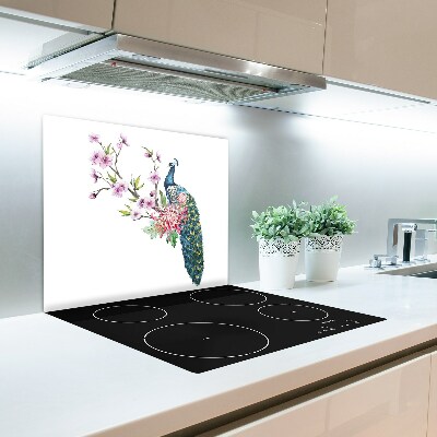 Worktop saver Peacock and flowers