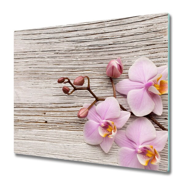 Chopping board Orchid on wood