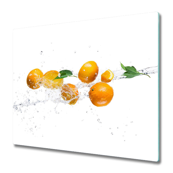 Chopping board Oranges and water