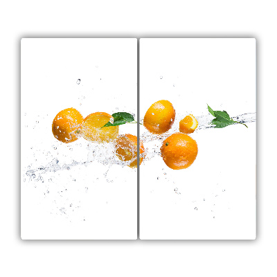 Chopping board Oranges and water