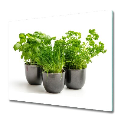 Chopping board Herbs in pots