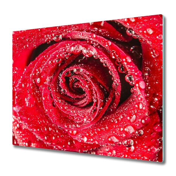 Chopping board Water drops rose