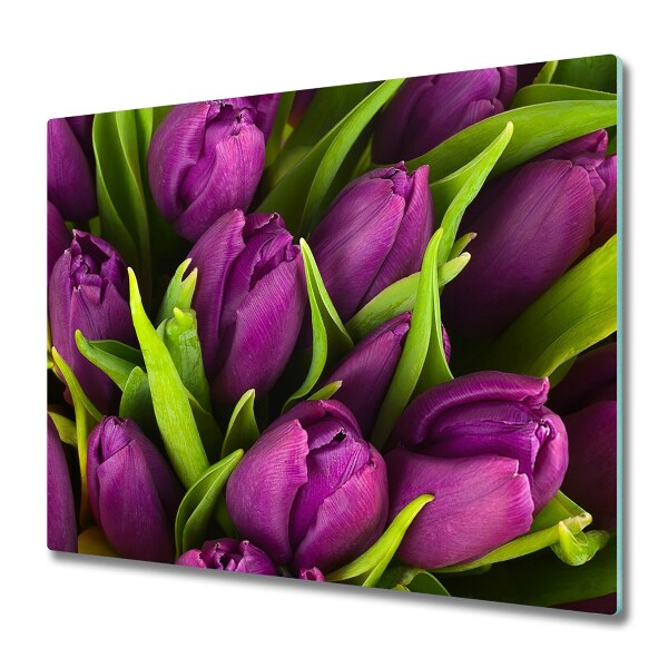 Chopping board Purple tulips