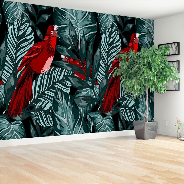 Wallpaper Leaves parrot