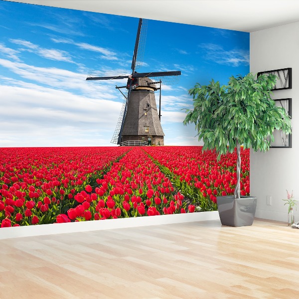 Wallpaper Windmill tulips