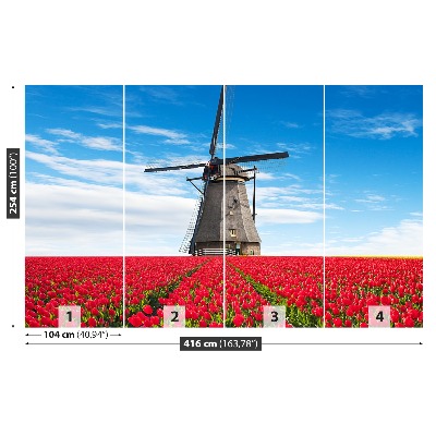 Wallpaper Windmill tulips