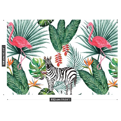 Wallpaper Zebra and flamingo