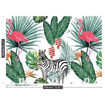 Wallpaper Zebra and flamingo