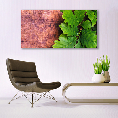 Acrylic Print Oak leaves floral green