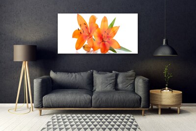 Acrylic Print Flowers floral orange green white