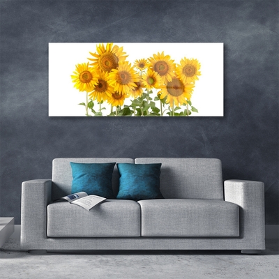 Acrylic Print Sunflowers floral yellow gold green