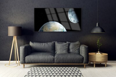 Acrylic Print Moon earth space universe black blue grey