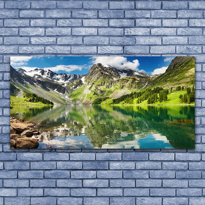 Acrylic Print Mountain lake landscape green blue