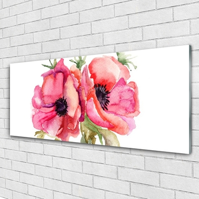 Acrylic Print Flowers watercolor floral red pink green