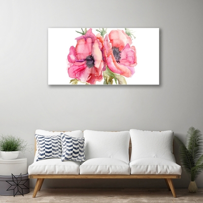 Acrylic Print Flowers watercolor floral red pink green