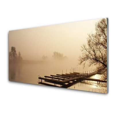 Acrylic Print Bridge water mist landscape sepia