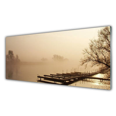 Acrylic Print Bridge water mist landscape sepia