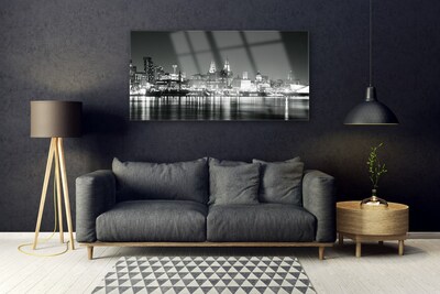 Acrylic Print City water houses black grey white