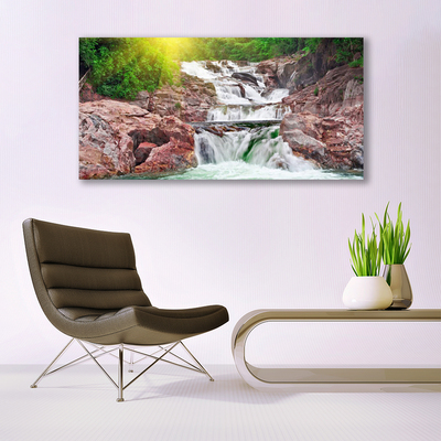 Acrylic Print Waterfall nature green white