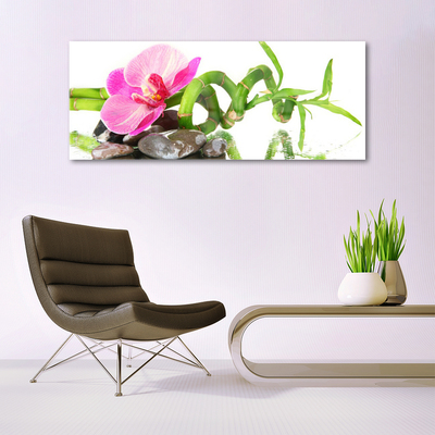 Acrylic Print Flower floral pink green grey white