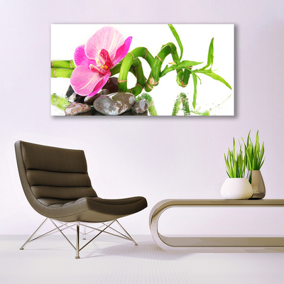 Acrylic Print Flower floral pink green grey white