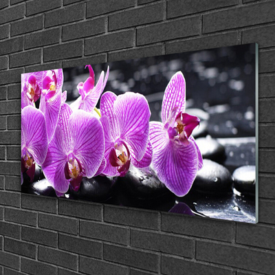 Acrylic Print Flower stones floral purple black